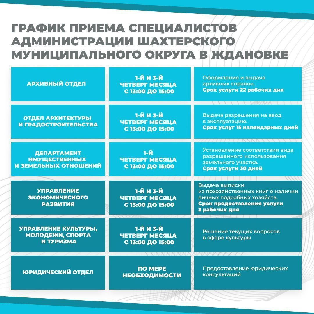 График работы мобильного офиса в Ждановке.